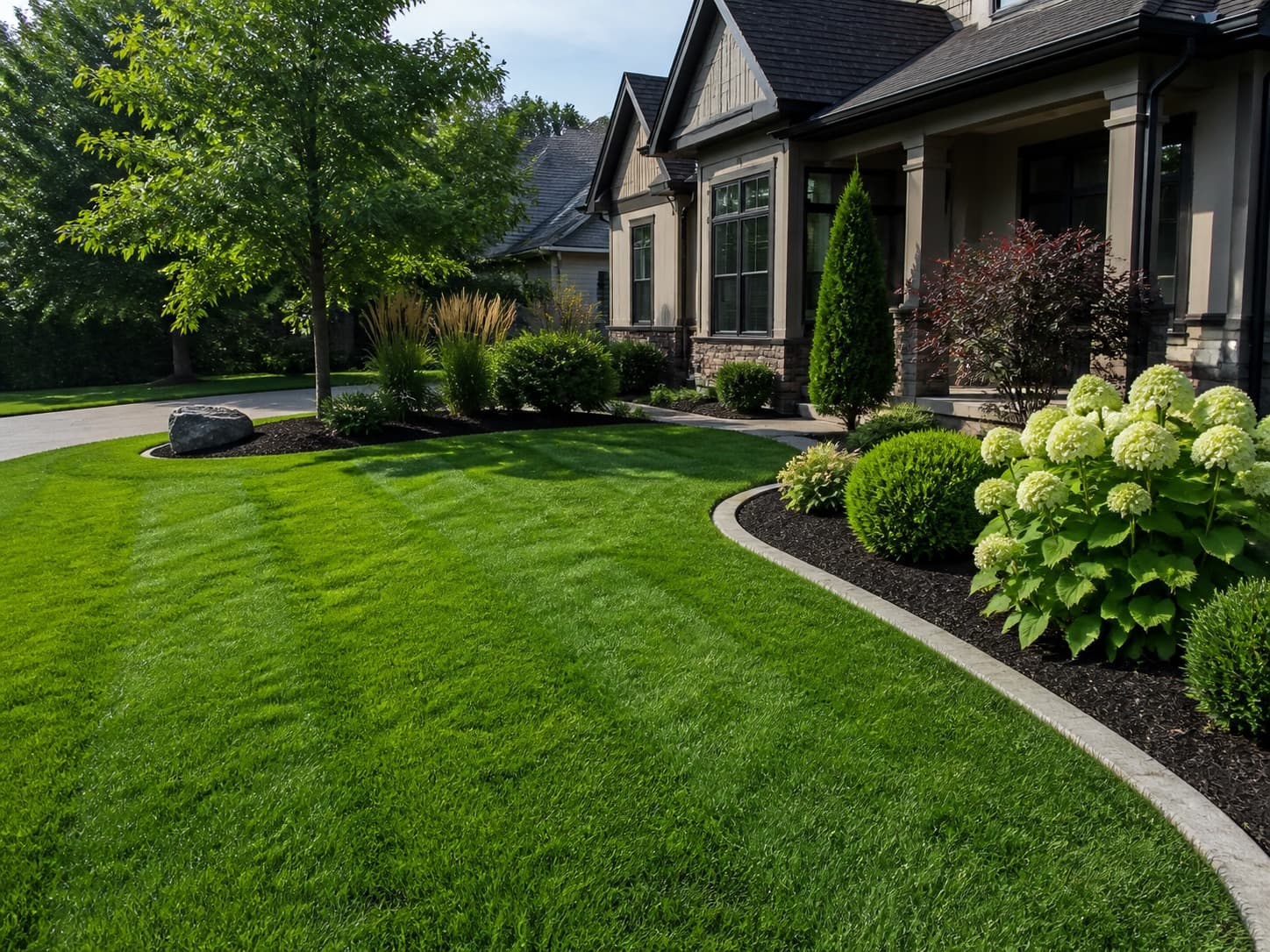 Freshly mowed lawn with crisp edging